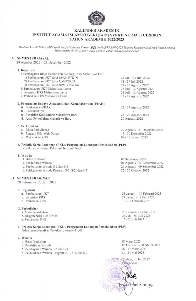 KALENDER AKADEMIK 2022/2023 GANJIL