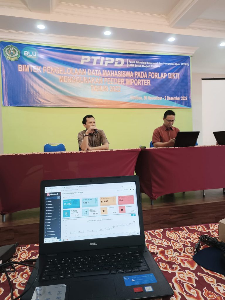 Sosialisasi Pengelolaan Data Dosen dan Pelaporan Data Mahasiswa pada Forlap Dikti Tahun 2022 di lingkungan IAIN Syekh Nurjati Cirebon.