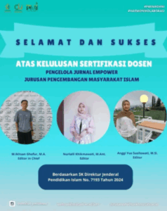 Selamat & Sukses Atas Kelulusan Sertifikasi Jurnal Empower Jurusan Pengembangan Masyarakat Islam